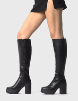 Lamoda Slick Nicks Wide Calf Platform Knee High Boots, view 4