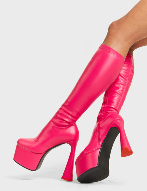 Lamoda Talk Platform Knee High Boots