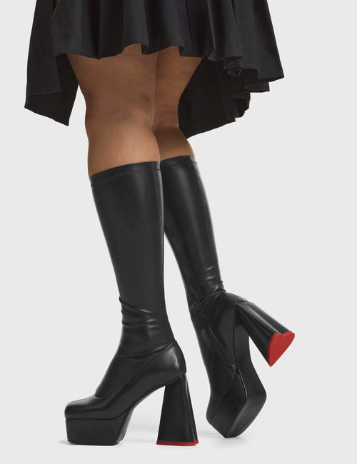 Lamoda Whatta Showdown Super Stretchy Platform Knee High Boots