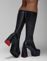 Lamoda Whatta Showdown Super Stretchy Platform Knee High Boots, view 2