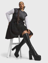 Lamoda Whatta Showdown Super Stretchy Platform Knee High Boots, view 2