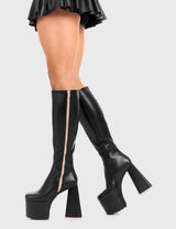 Lamoda Wide Eyed Platform Knee High Boots, view 3