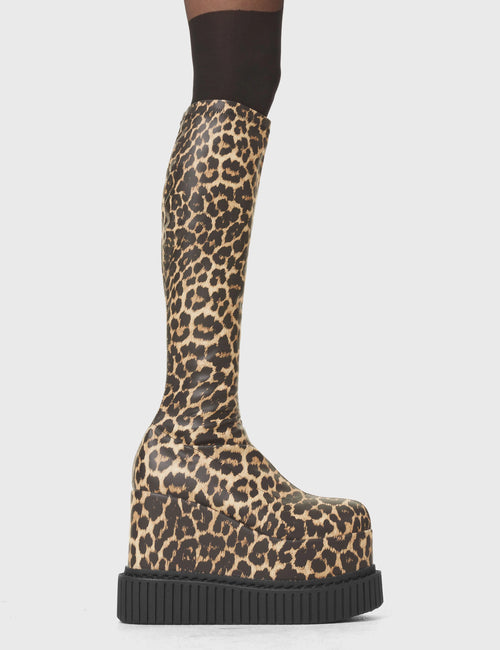 Lamoda You're Wild Chunky Platform Creeper Knee High Boots