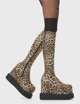 Lamoda You're Wild Chunky Platform Creeper Knee High Boots, view 4