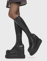 Lamoda You're Wild Chunky Platform Creeper Knee High Boots, view 2