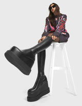 Lamoda You're Wild Chunky Platform Creeper Knee High Boots, view 3