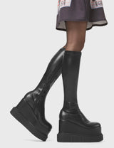 Lamoda You're Wild Chunky Platform Creeper Knee High Boots, view 4