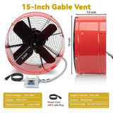 Langy Solar Lighting 15 Inch Attic Gable Fan with Thermostat -1650CFM, view 4