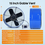 Langy Solar Lighting 15 Inch Attic Gable Fan with Thermostat -1300CFM, view 5