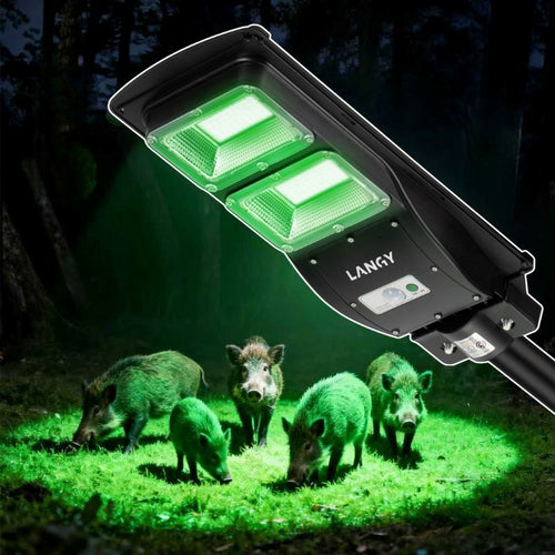 Langy Solar Lighting Solar Green Feeder Light for Hunting -12,000 lumens