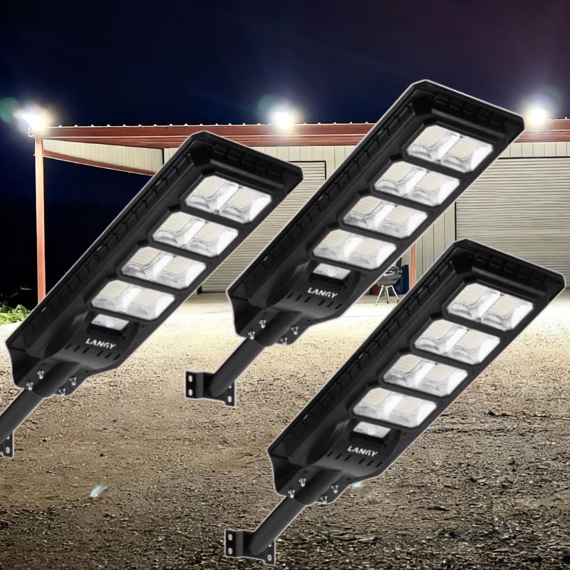 Langy Solar Lighting 3 PACK 200W solar street lights 20000 lumens
