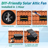 Langy Solar Lighting 12" Solar Attic Vent Fan -55W, view 5