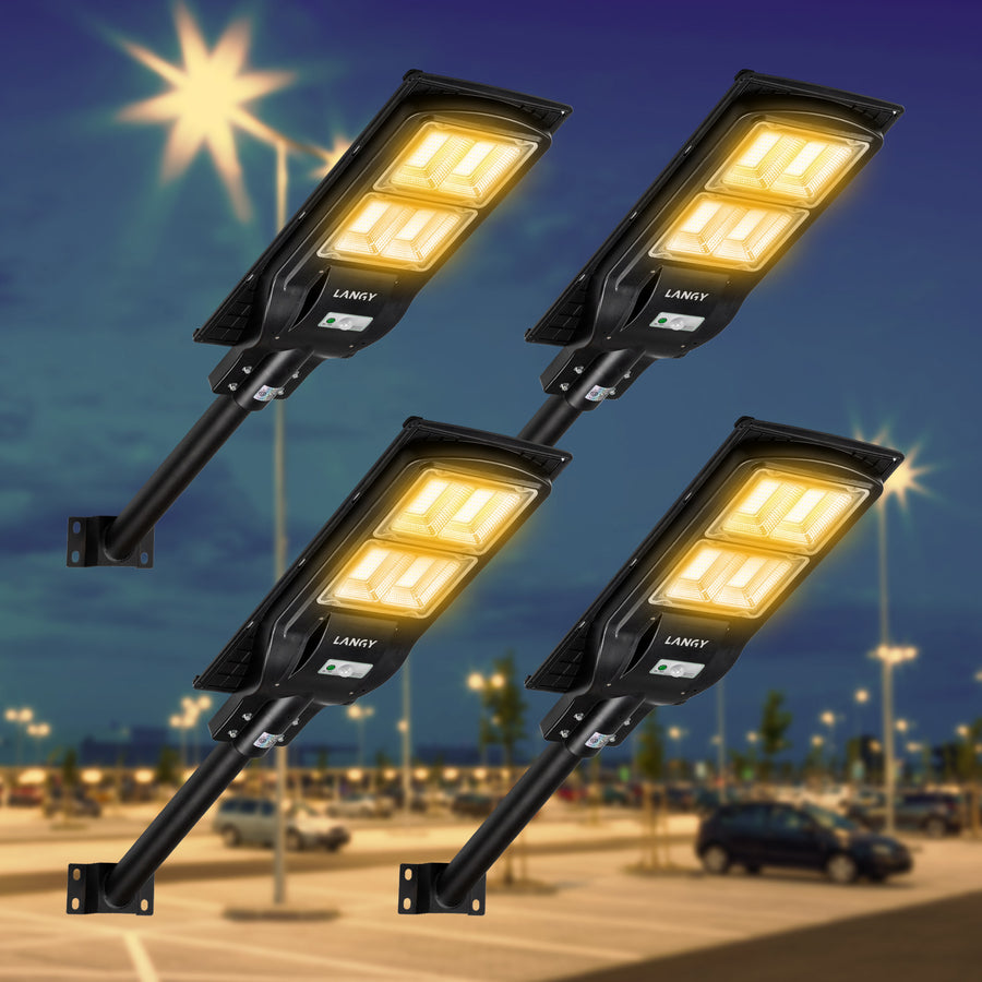 Langy Solar Lighting 4 PACK LANGY 120 W solar street lights 3000K warm white