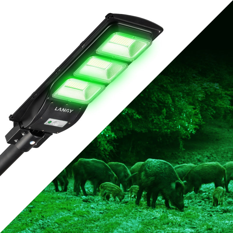 Langy Solar Lighting Solar Green Light for Hunting Hogs Deer,Fish light -15,000lumens