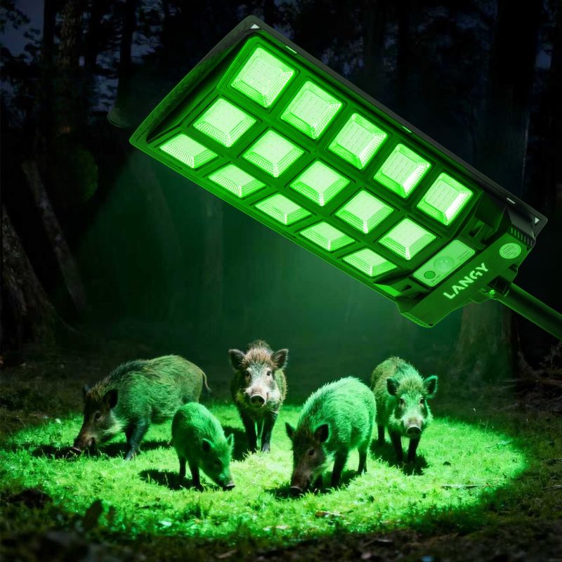 Langy Solar Lighting Solar Green Feeder Light for Hunting -10,000 lumens