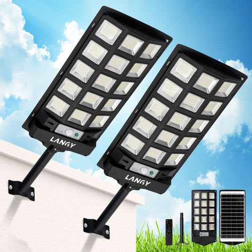 Langy Solar Lighting 60W 90W Solar Outdoor Dusk to Dawn Lights with Remote Control