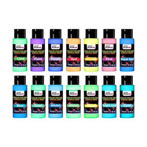 Let's Resin 14 Colors Glow in the Dark Acrylic Paint