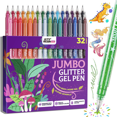 Let's Resin 32 Colors Jumbo Glitter Gel Pen