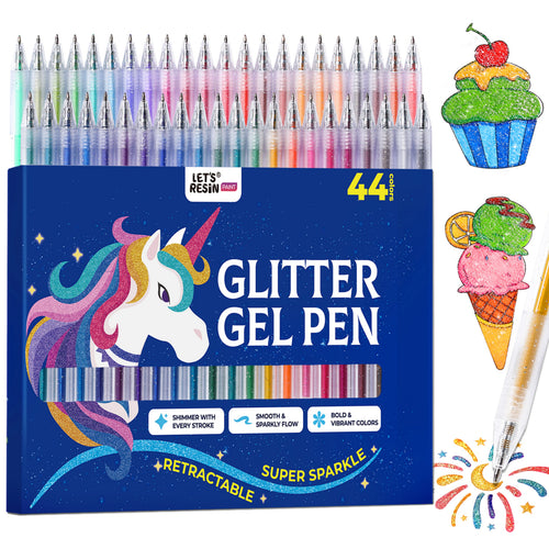 Let's Resin 44 Colors Retractable Glitter Gel Pen