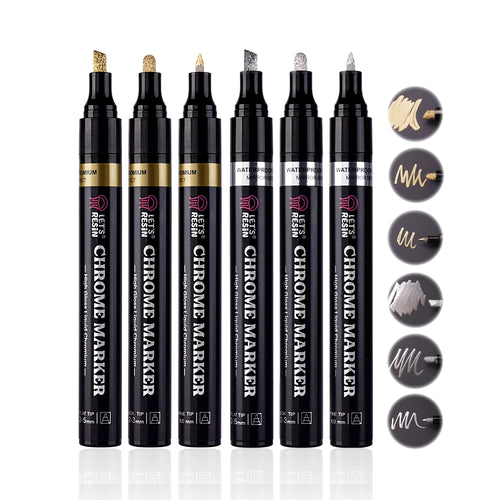 Let's Resin Mirror Chrome Paint Marker Set – 3 Tip Sizes, Gold & Silver