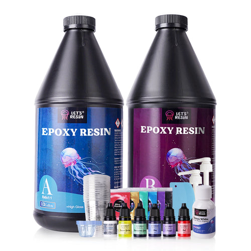 Let's Resin Epoxy Resin Crafting Kit with Dyes & Accessories – 1 Gallon