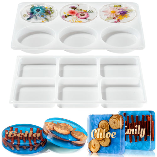 Let's Resin Extra Deep Square & Round Coaster Resin Molds