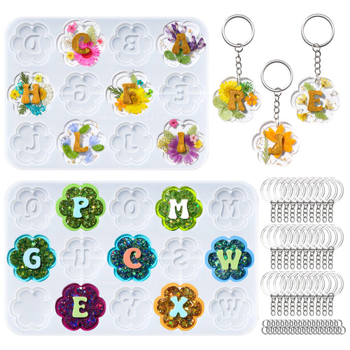 Let's Resin Flower Alphabet Keychain Resin Molds