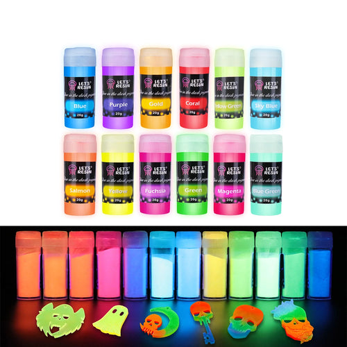 Let's Resin Glow in the Dark Mica Powder Set - 12 Colors