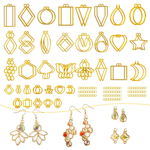Let's Resin Gold Open Back Bezels – 172 Pcs Metal Resin Jewelry Making Kit