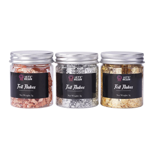 Let's Resin Gold Silver Copper Foil Flakes - 3 colors/each 3g