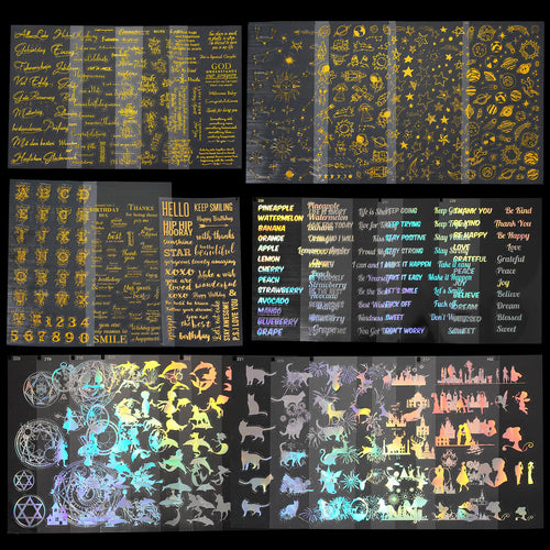 Let's Resin Holographic Resin Stickers Set – 26 Sheets Gold & Silver for Crafting