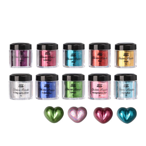 Let's Resin Metallic Mirror Chrome Powder Set - 10 Colors