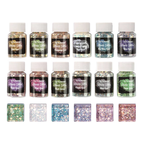 Let's Resin Opal Chunky Glitter Set - 12 Colors