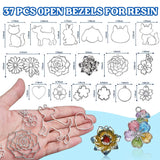 Let's Resin Silver Open Back Bezels - 37Pcs Metal Resin Keychain Making Kit, view 3