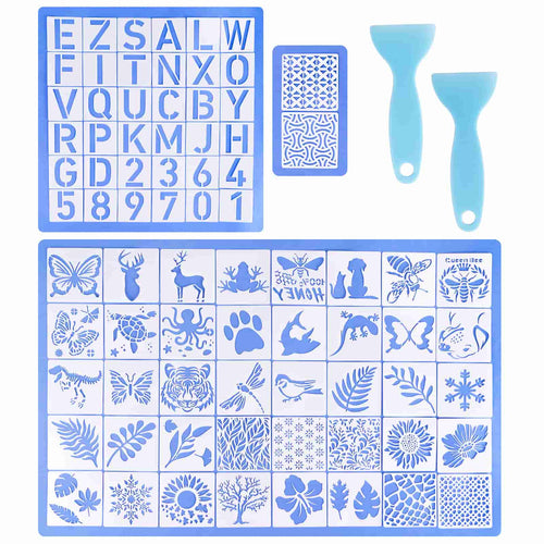 Let's Resin Resin Stencils Set – 78 Pcs Alphabet, Numbers & Animal Designs