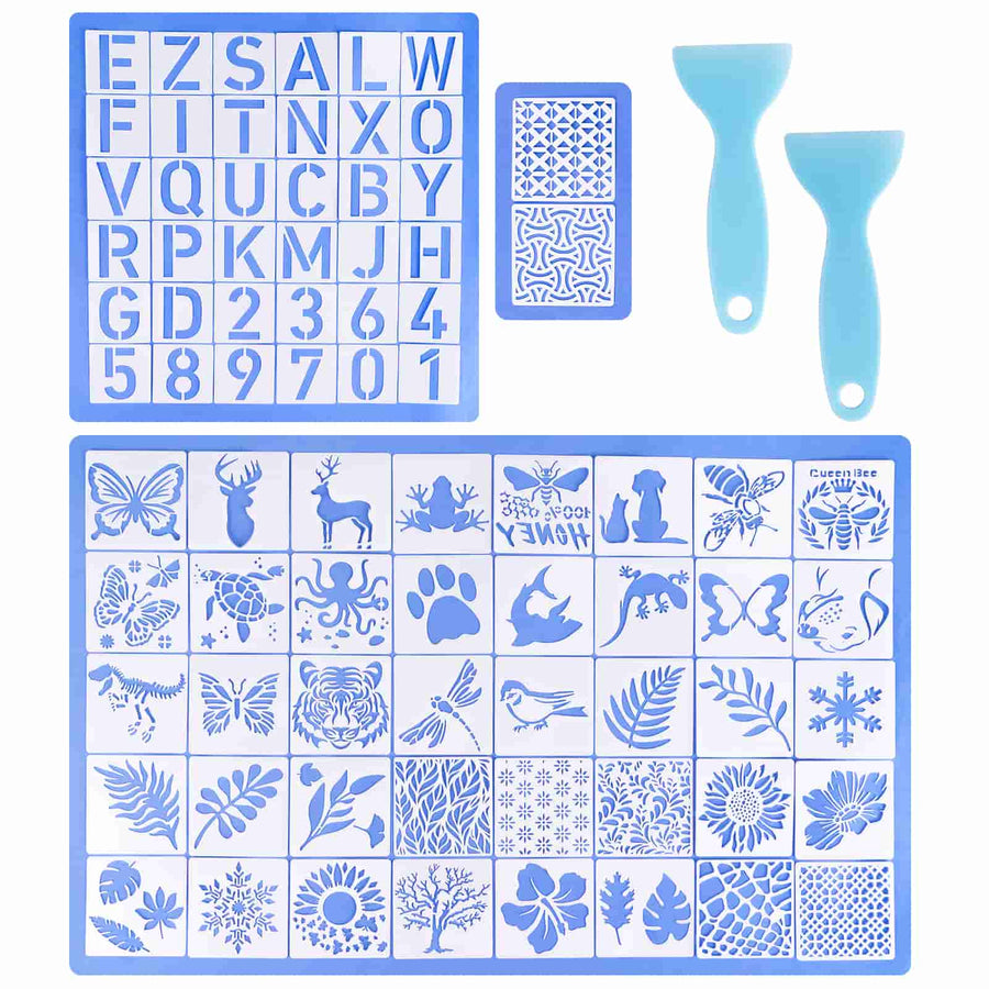 Let's Resin Resin Stencils Set – 78 Pcs Alphabet, Numbers & Animal Designs