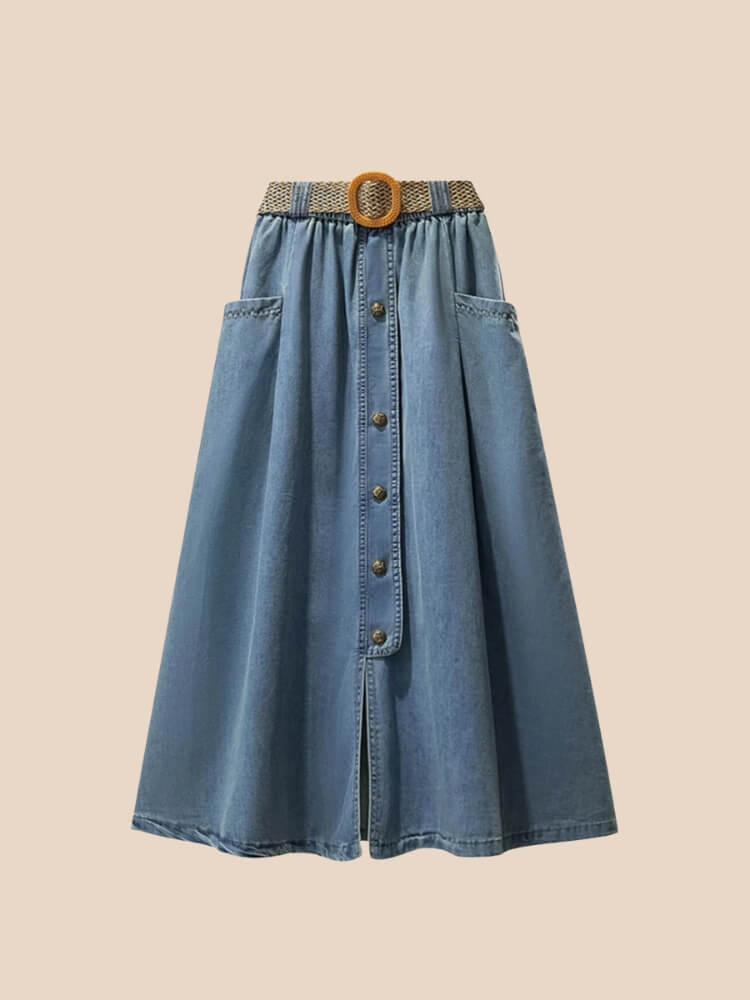 Litlookz Studio A-Line Button Denim Skirt