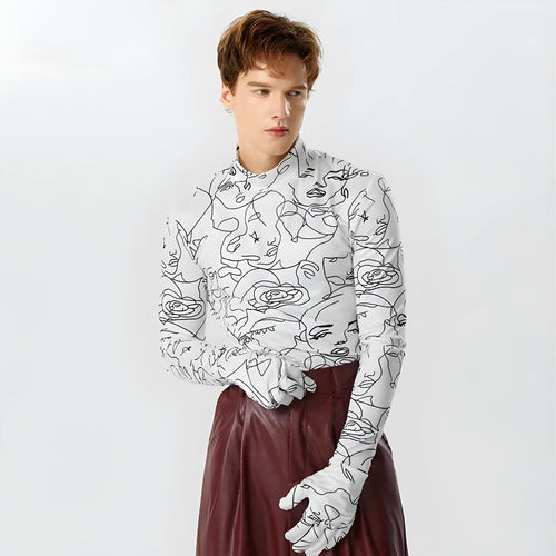 Litlookz Studio Abstract Faces Gloves Top