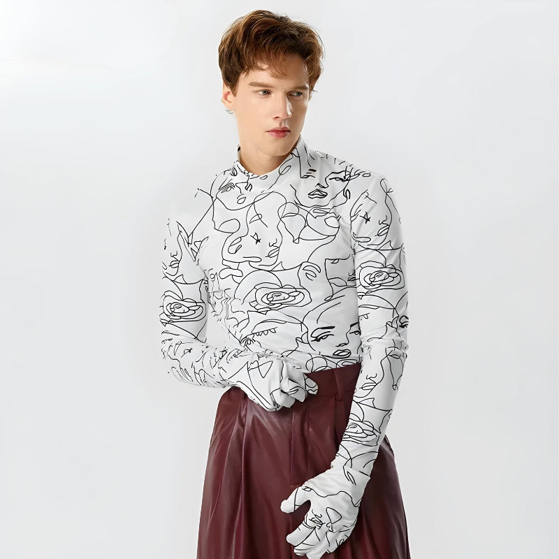 Litlookz Studio Abstract Faces Gloves Top