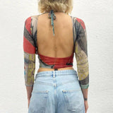 Litlookz Studio Abstract Woman Backless Crop Top, view 2