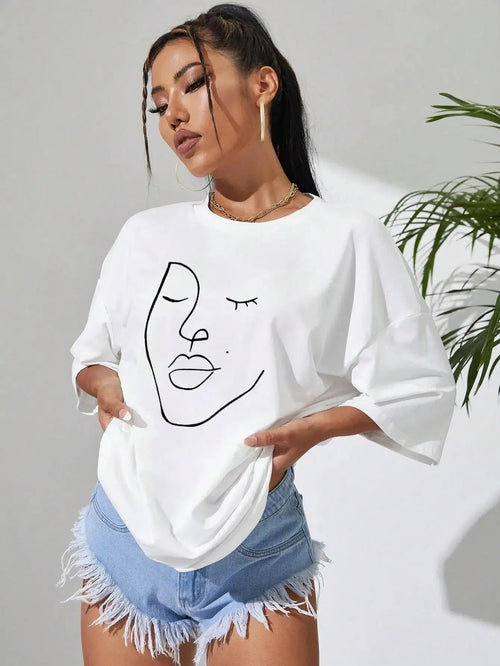 Litlookz Studio Abstract Woman Face Tee