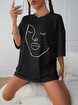 Litlookz Studio Abstract Woman Face Tee, view 3