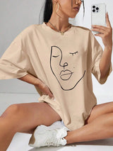 Litlookz Studio Abstract Woman Face Tee, view 4