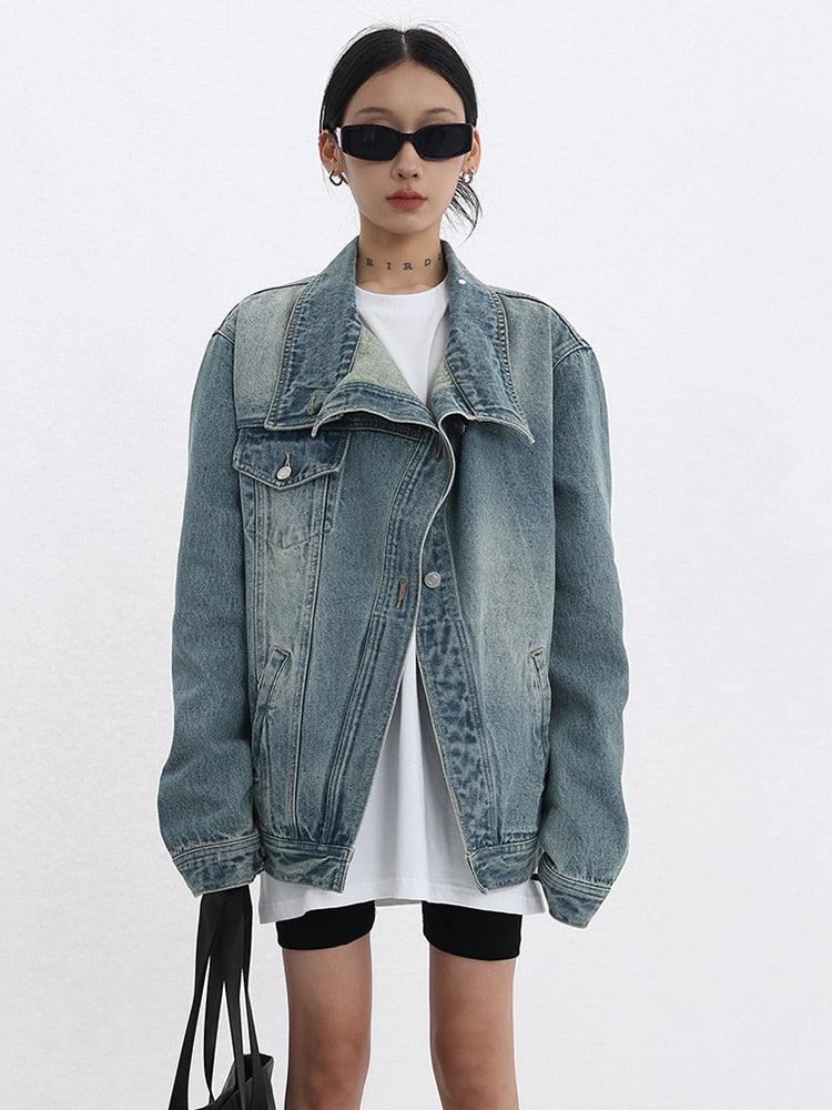 Litlookz Studio Acubi Asymmetrical Denim Jacket