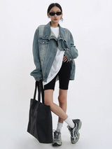 Litlookz Studio Acubi Asymmetrical Denim Jacket, view 2
