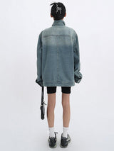 Litlookz Studio Acubi Asymmetrical Denim Jacket, view 4