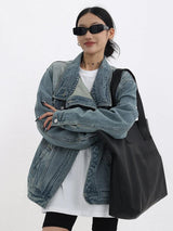 Litlookz Studio Acubi Asymmetrical Denim Jacket, view 6