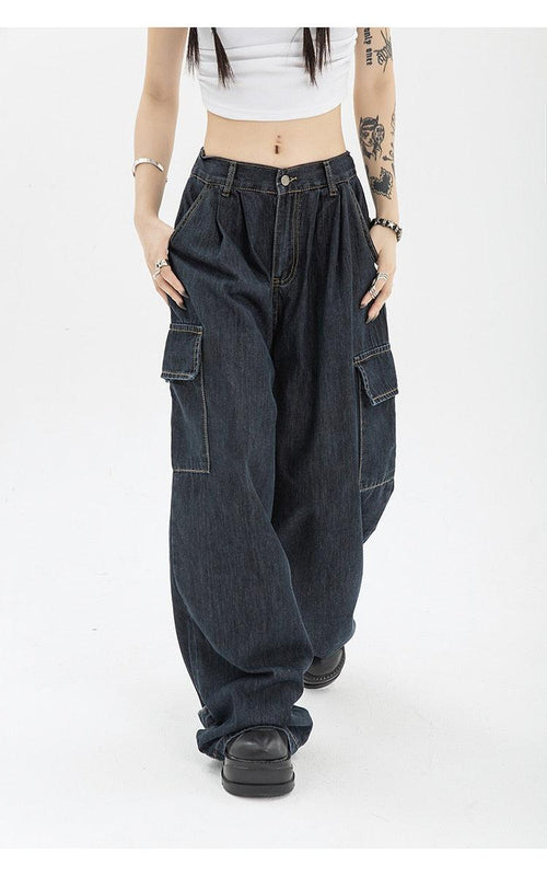 Litlookz Studio Acubi Dark Wash Cargo Jeans