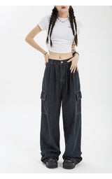 Litlookz Studio Acubi Dark Wash Cargo Jeans, view 2