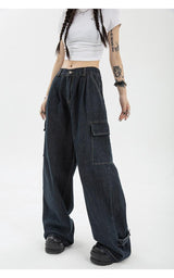 Litlookz Studio Acubi Dark Wash Cargo Jeans, view 4